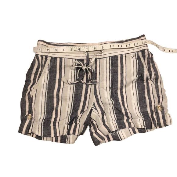 Calvin Klein striped linen blend elastic waist side pockets shorts size 2 - Picture 6 of 10